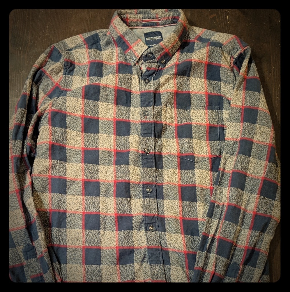 Vtg 1992 Denim & Flower Flannel